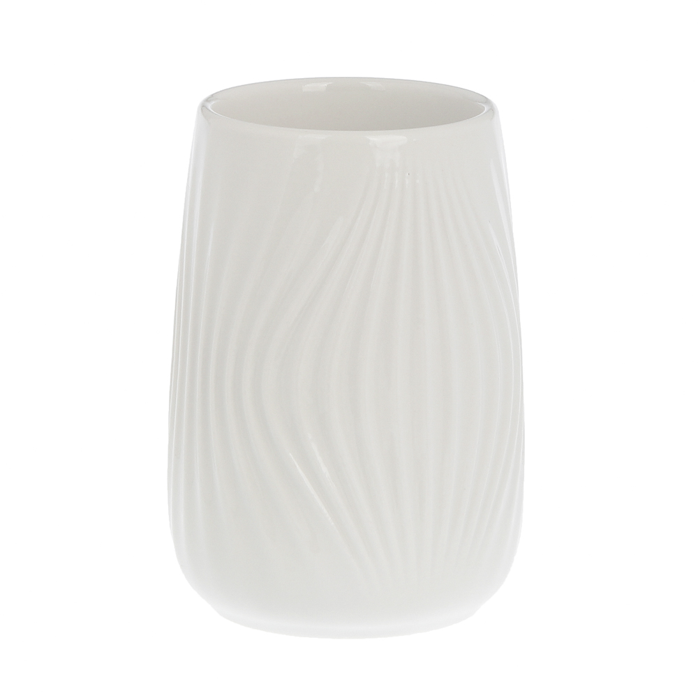 Стакан для ванной комнаты тм VETTA Тиволи, керамогранит, белый, 6,5x6,5x9,5см - #1