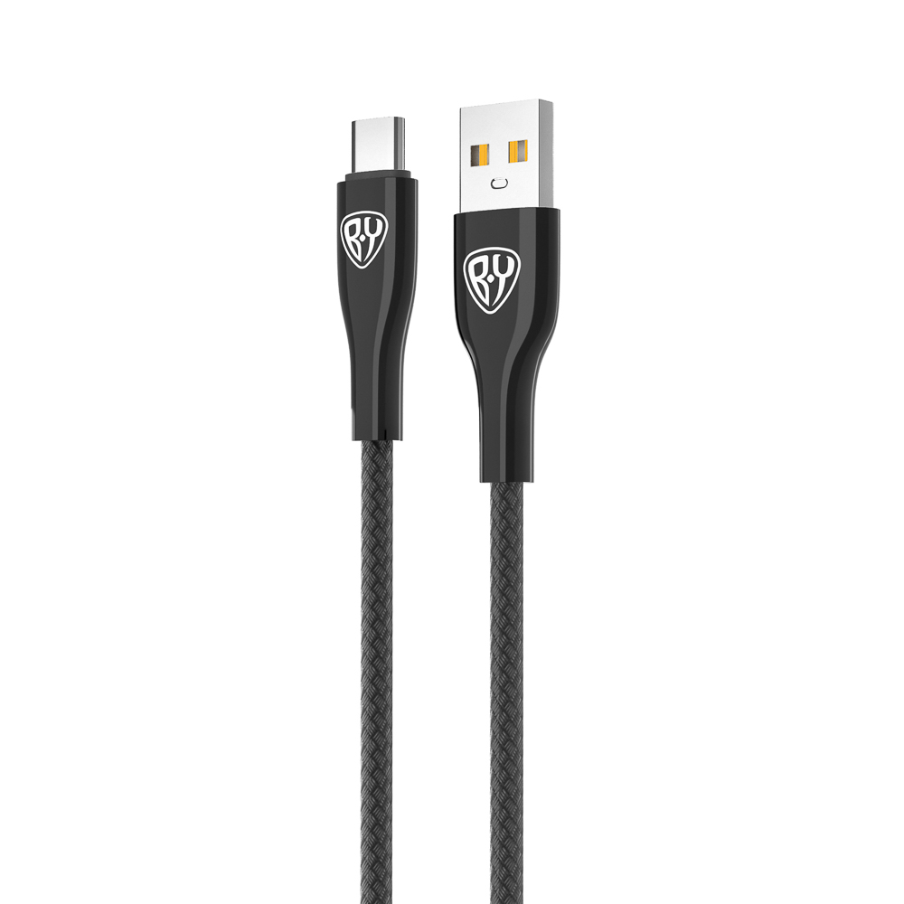 Кабель для зарядки USB(A)-Type C BY Smart, 1м, 3A, QC 3.0, тканевая оплетка, черный - #3