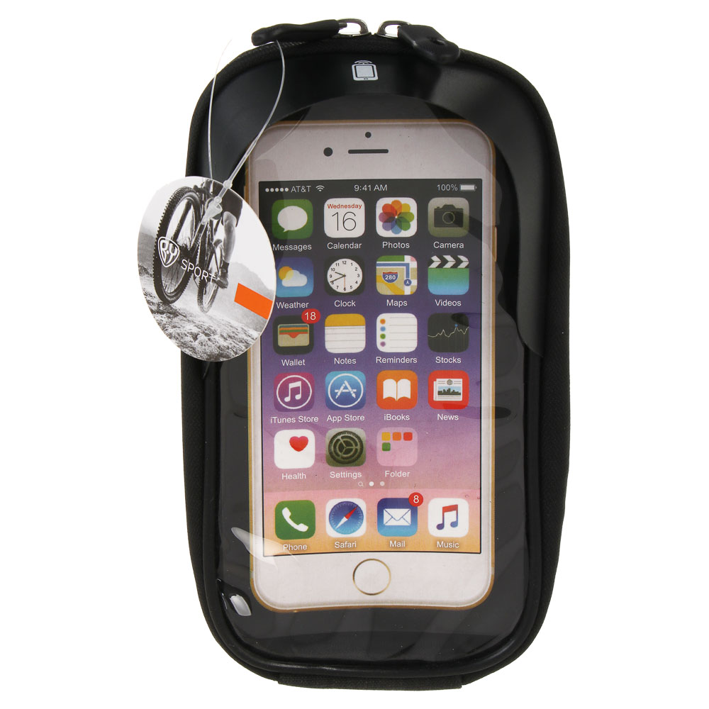 Велосумка на руль, тм BY SPORT, с экраном под телефон, черная - #6