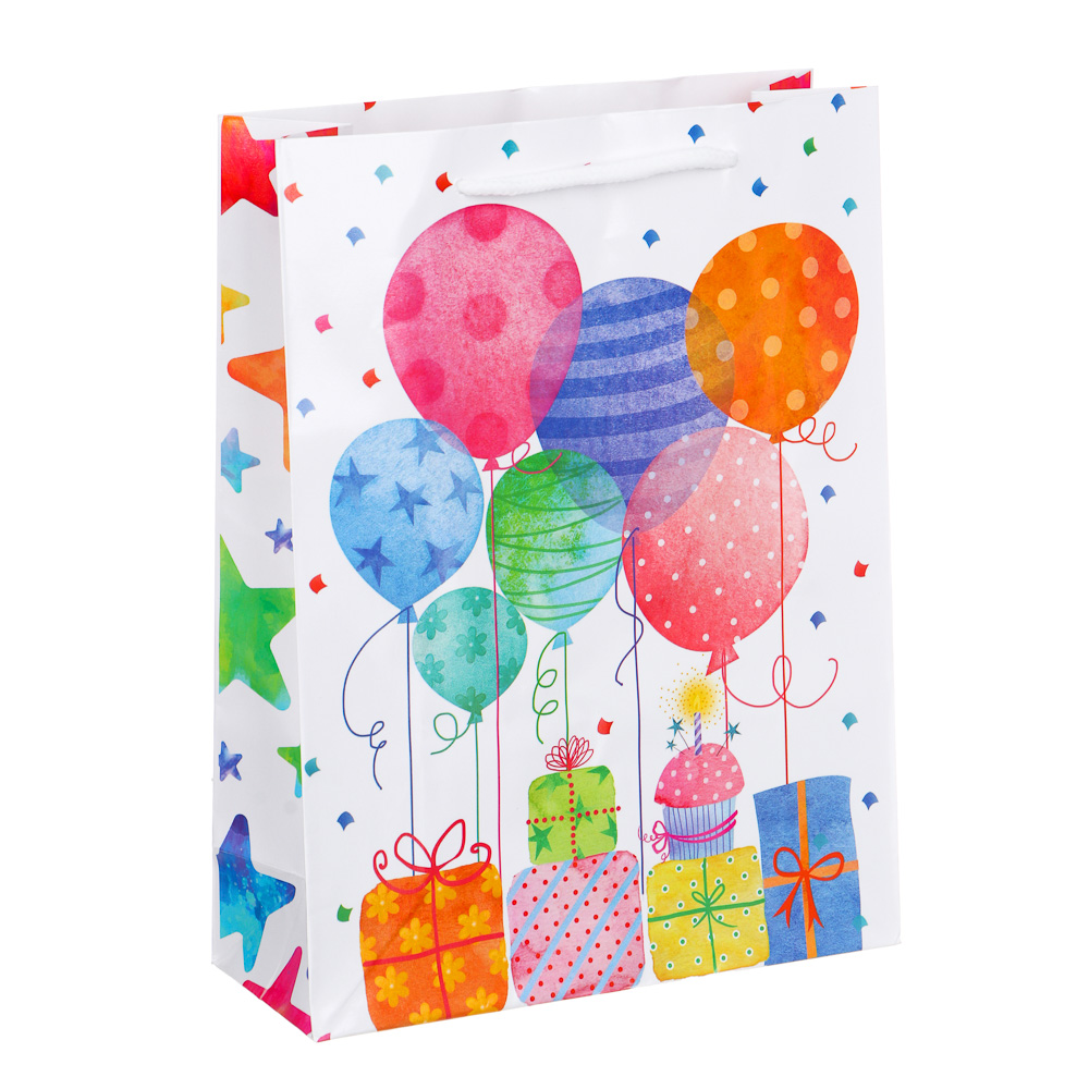 LADECOR Пакет подарочный бумажный, 18x24x7 см, 4 дизайна, С Днем Рождения, арт 2 - #2