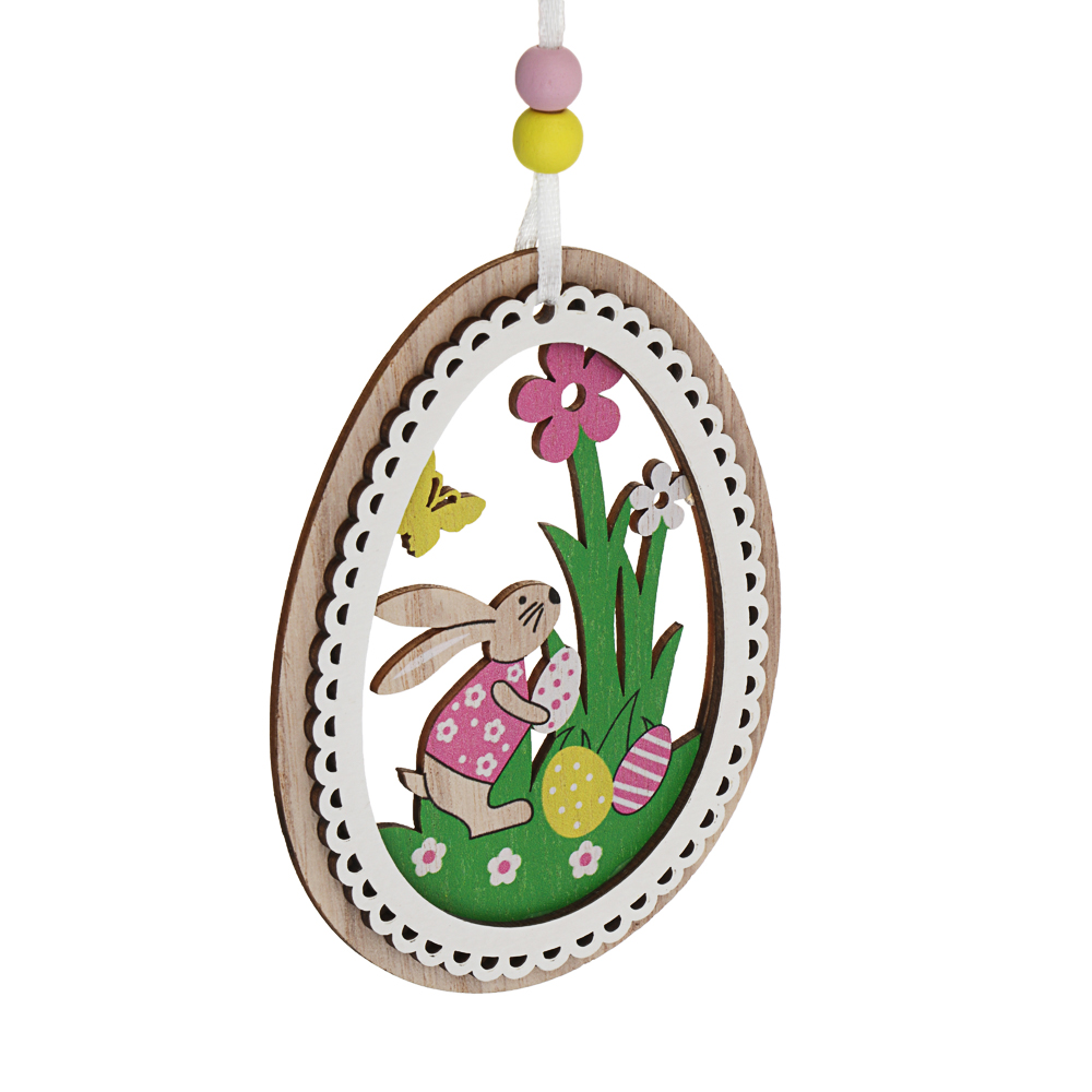 Подвеска декоративная пасхальная тм LADECOR деревянная, 12 см, 2 цвета - #3