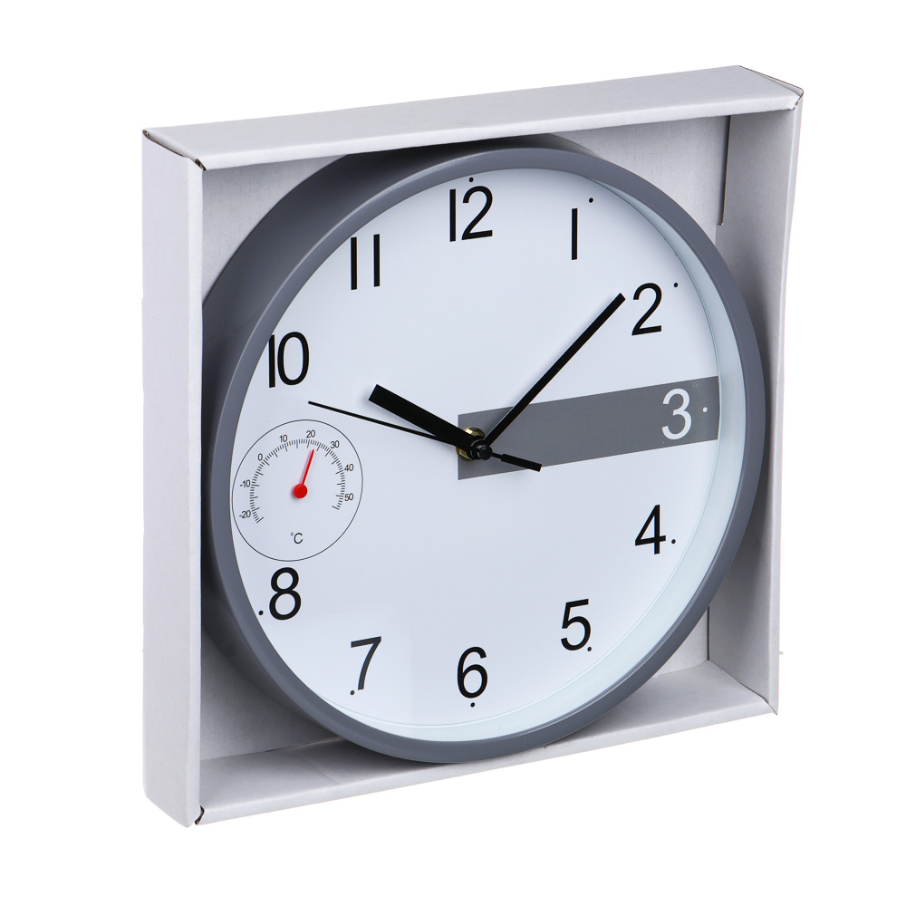 LADECOR CHRONO Часы настенные круглые, пластик, 24,6х24,6х4,2 см, 1xАА, цвет окантовки серый - #4