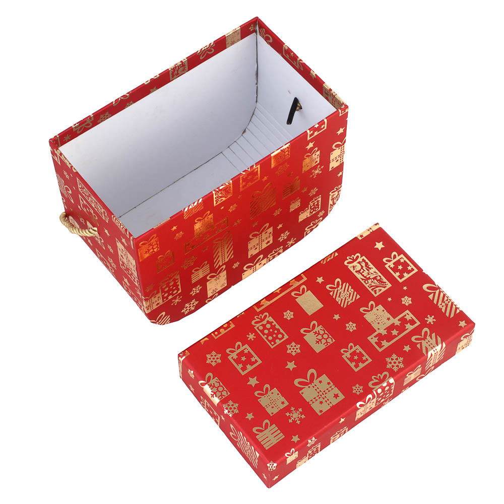 Набор подарочных коробок 2 в 1 (15x11,5x7,9 см, 17,7x13,4x10,4 см) с золотым фольг.слоем, красный - #4