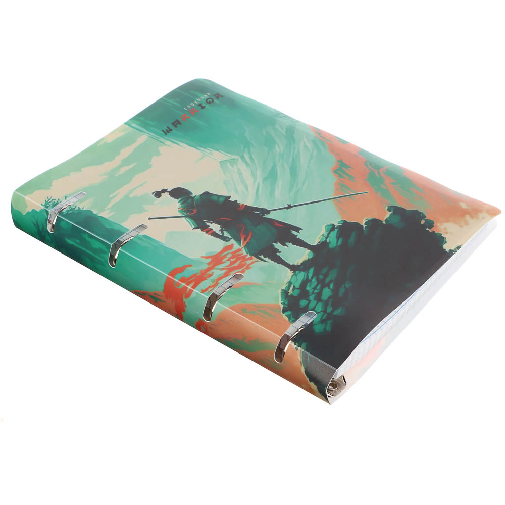 Тетрадь на кольцах А5, 80 л., клетка, обложка пластик, белый блок, микс - #8