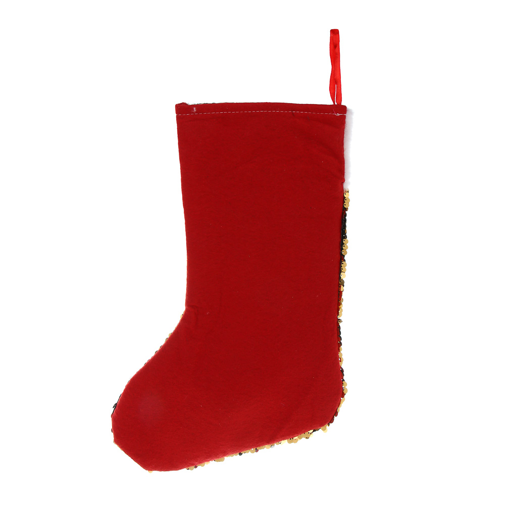 СНОУ БУМ Носок декоративный новогодний с двусторонними пайетками, 22х35см, полиэстер, 2 дизайна - #7