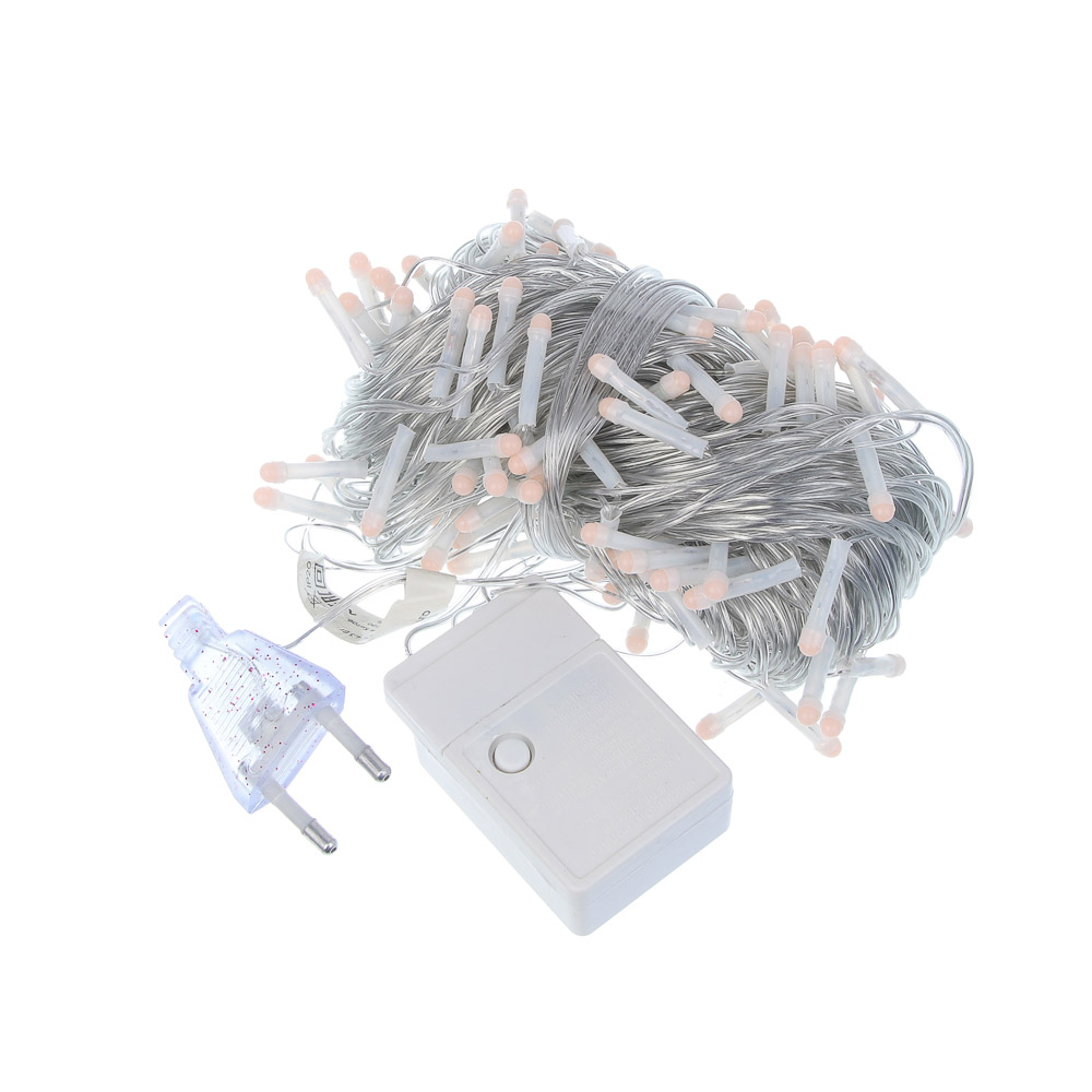 СНОУ БУМ Гирлянда эл. вьюн 10м, 80LED, цветной диод/розовый, 8 реж., ПВХ прозрач., 220В - #2