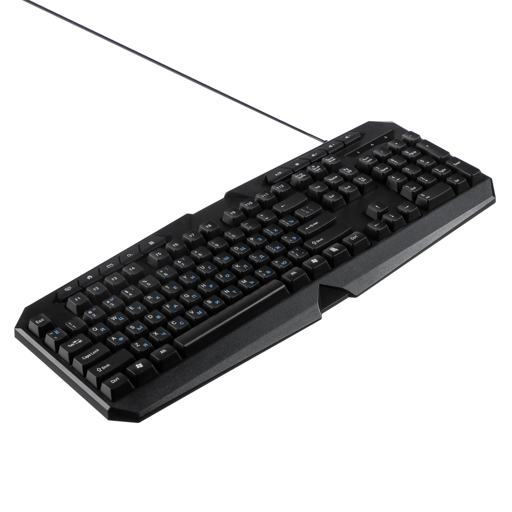 BY Клавиатура мембранная 114кл., Rainbow подсветка, синяя кириллица, кабель 165см, чёрный - #4