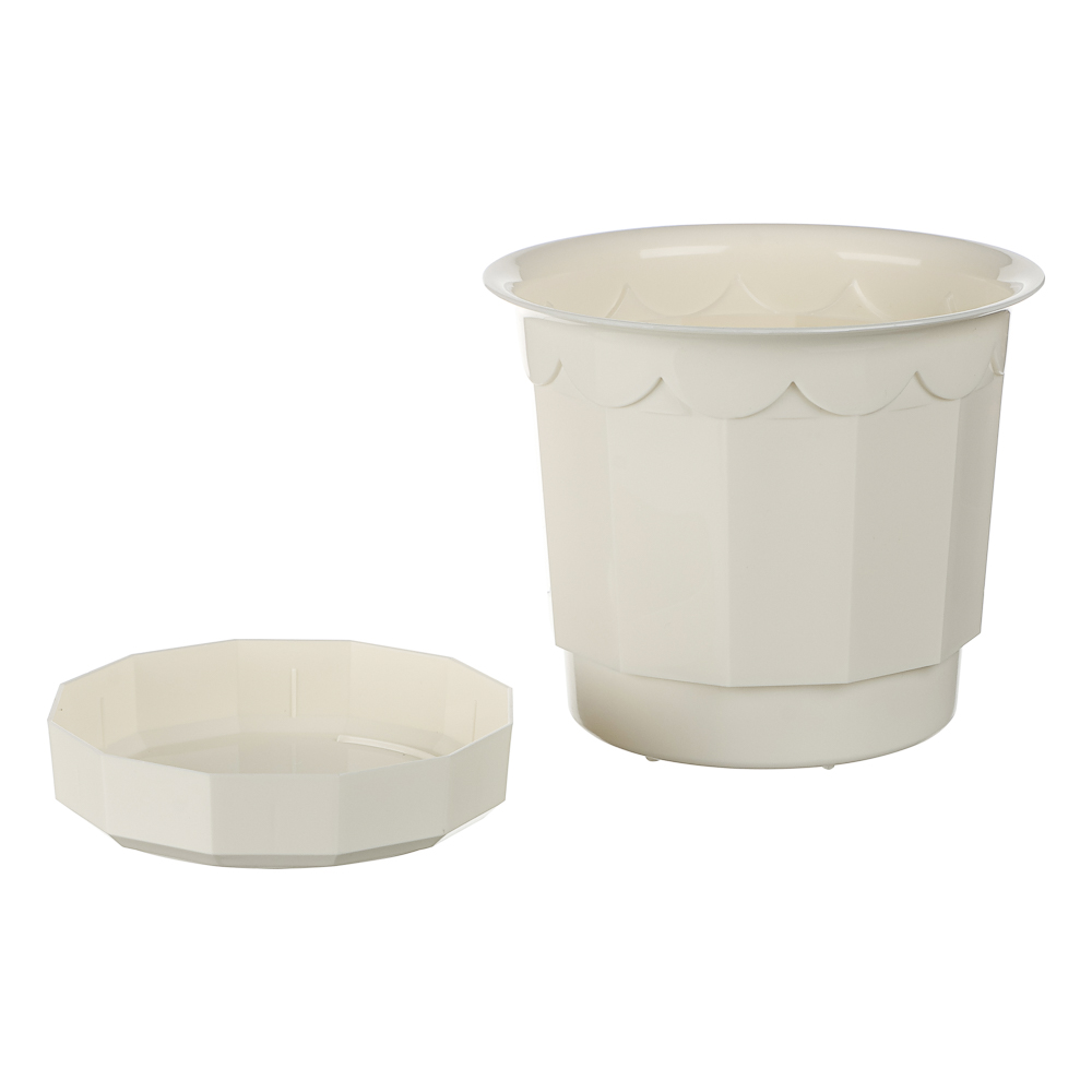 Горшок для цветов с поддоном 1,6л, d160мм, h135мм цв.молочный - #2