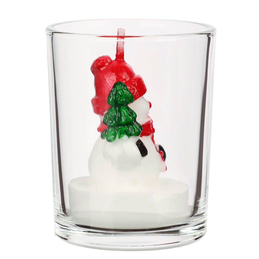 Свеча новогодняя в стеклянном стакане, 5x6 см, парафин, стекло, 4 вида - #10