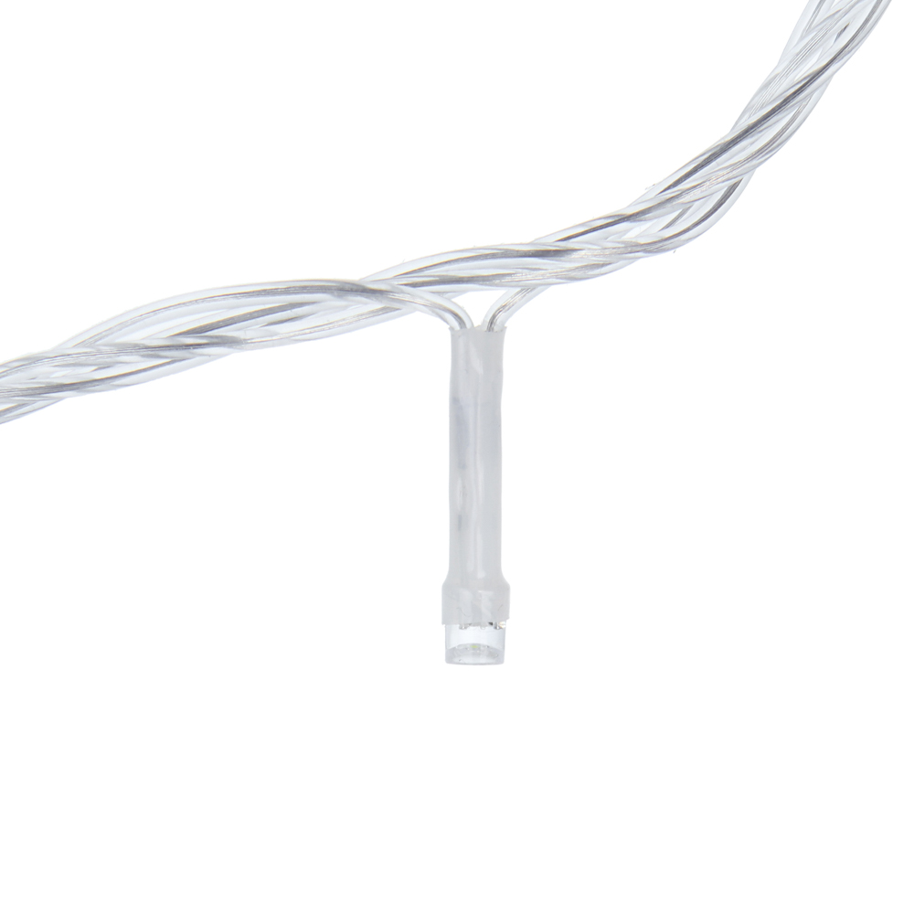 СНОУ БУМ Гирлянда эл. вьюн 10м, 100 LED, белый, пост. свеч., ПВХ прозр., коннектор, 220В - #3