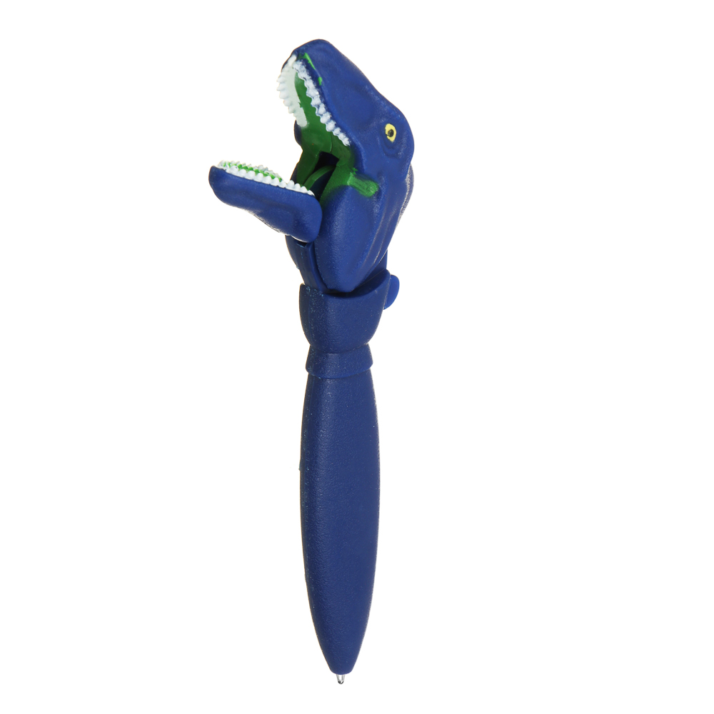 Ручка шариковая синяя в форме динозавра, подвижные челюсти и голова, пластик, 16х5,5 см, 4 дизайна - #2