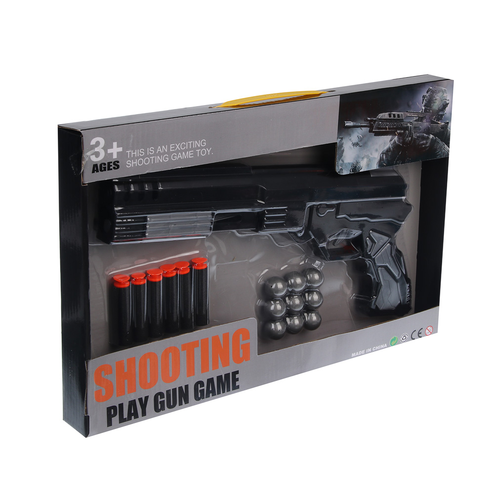 ИГРОЛЕНД Пистолет с шариками и пулями, ABS, PP, EVA, 37х3,5х24 см, 2 диз - #12