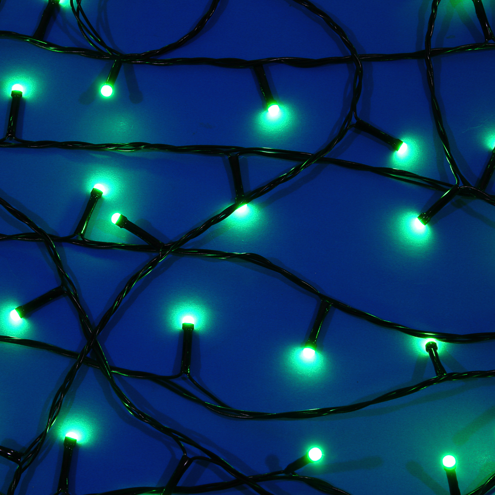 СНОУ БУМ Гирлянда эл. вьюн 10м, 100LED, зеленый, 8 режимов, ПВХ черный, 220В - #1