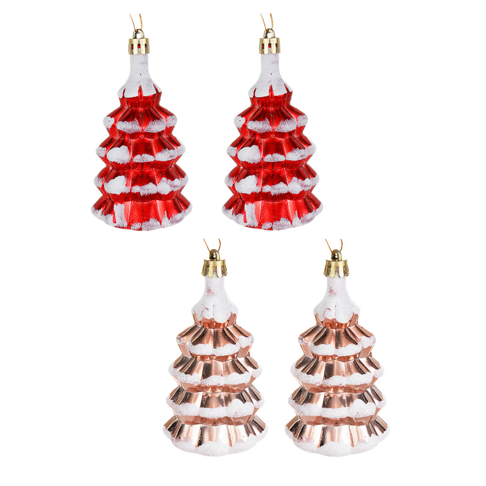 СНОУ БУМ Набор декоративных украшений "Елочки" 2шт, 6х5х11см, пластик, 2 дизайна - #1