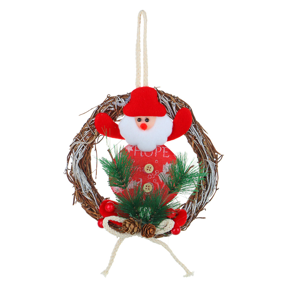 Украшение декоративное Сноубум из "Венок новогодний с Дед Морозом", 18 см - #1