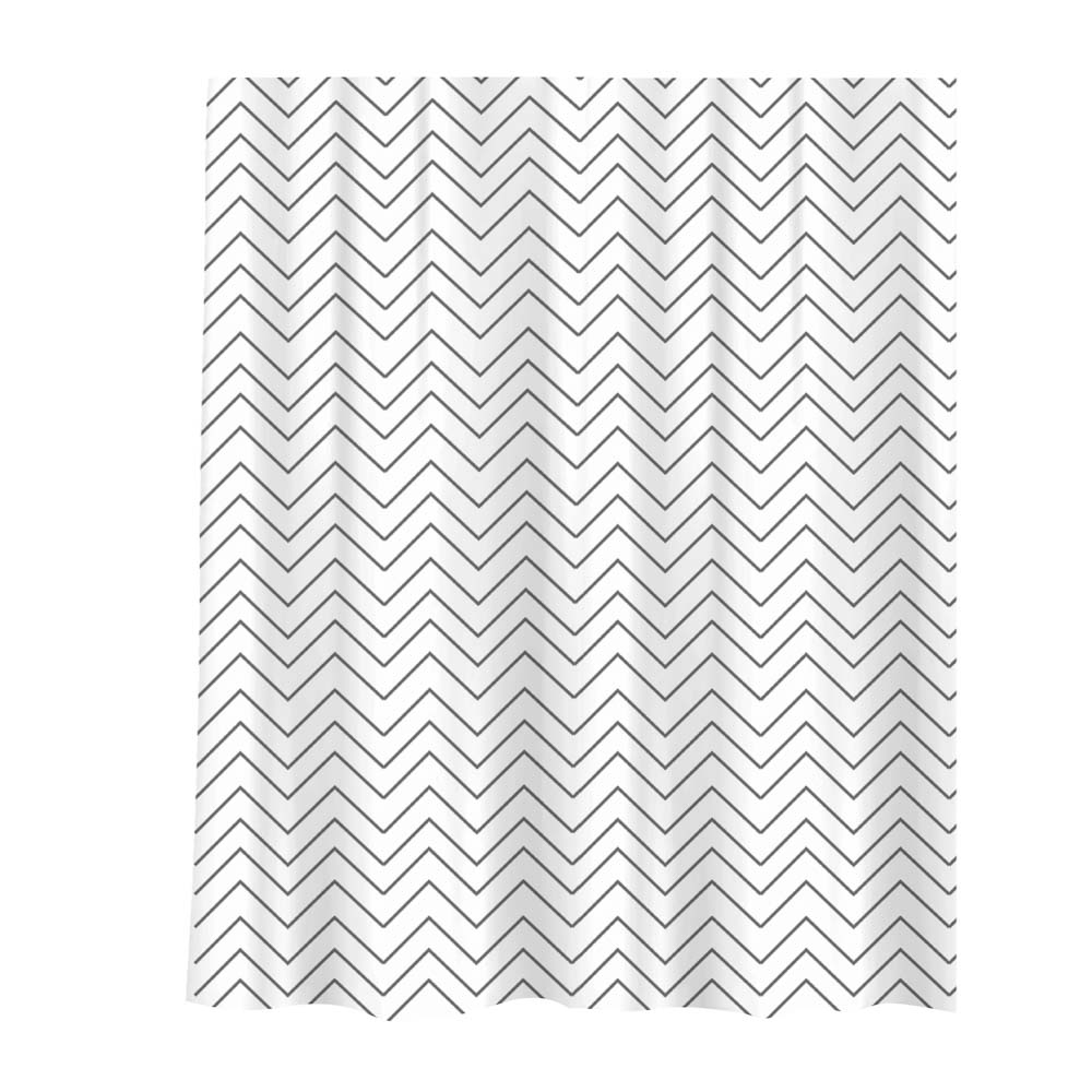 Шторка для ванной тм VETTA Рондо, полиэстер 90гр., 180x180 см, белый фон, темно-серые полосы - #1