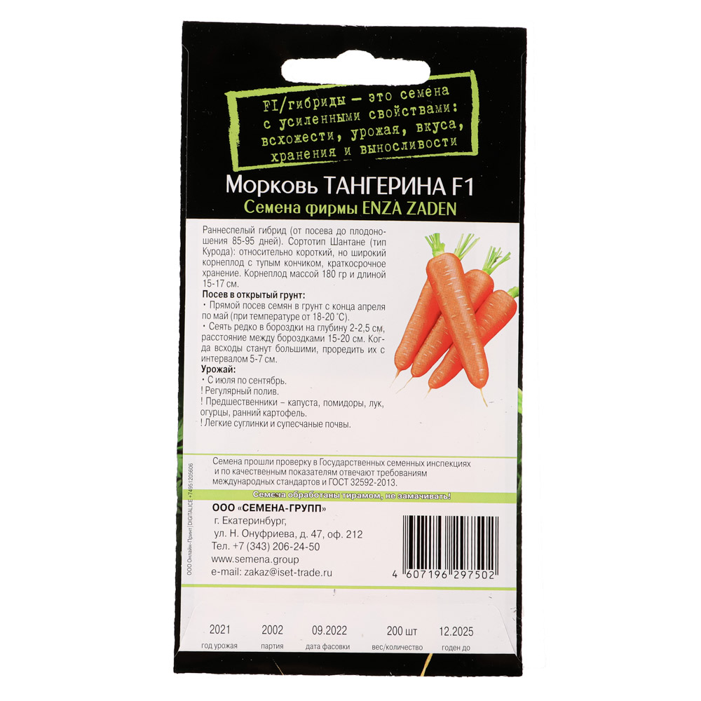 Семена Морковь Тангерина F1 (высокоурожайная, раннеспелая) - #2