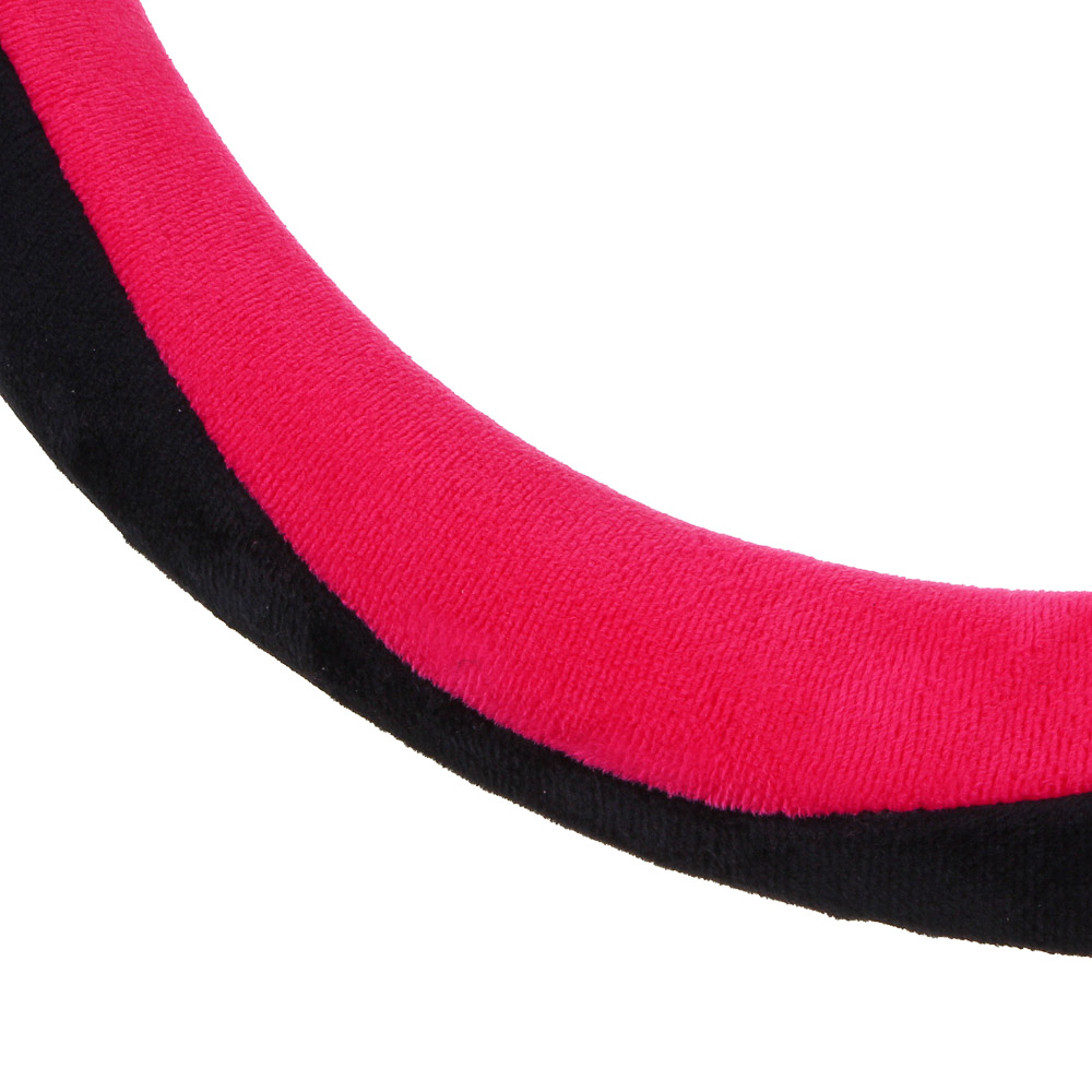 Оплетка руля NG искусственный мех со вставками "розовый", размер М - #3