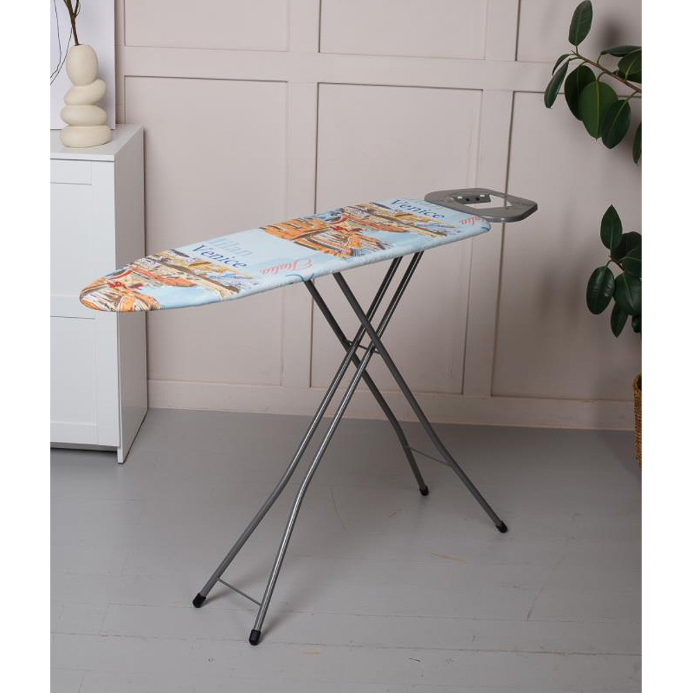 Доска гладильная, металл.сетка, 110x33см, регулир. высота до 95см, подставка под утюг, X-нога - #7