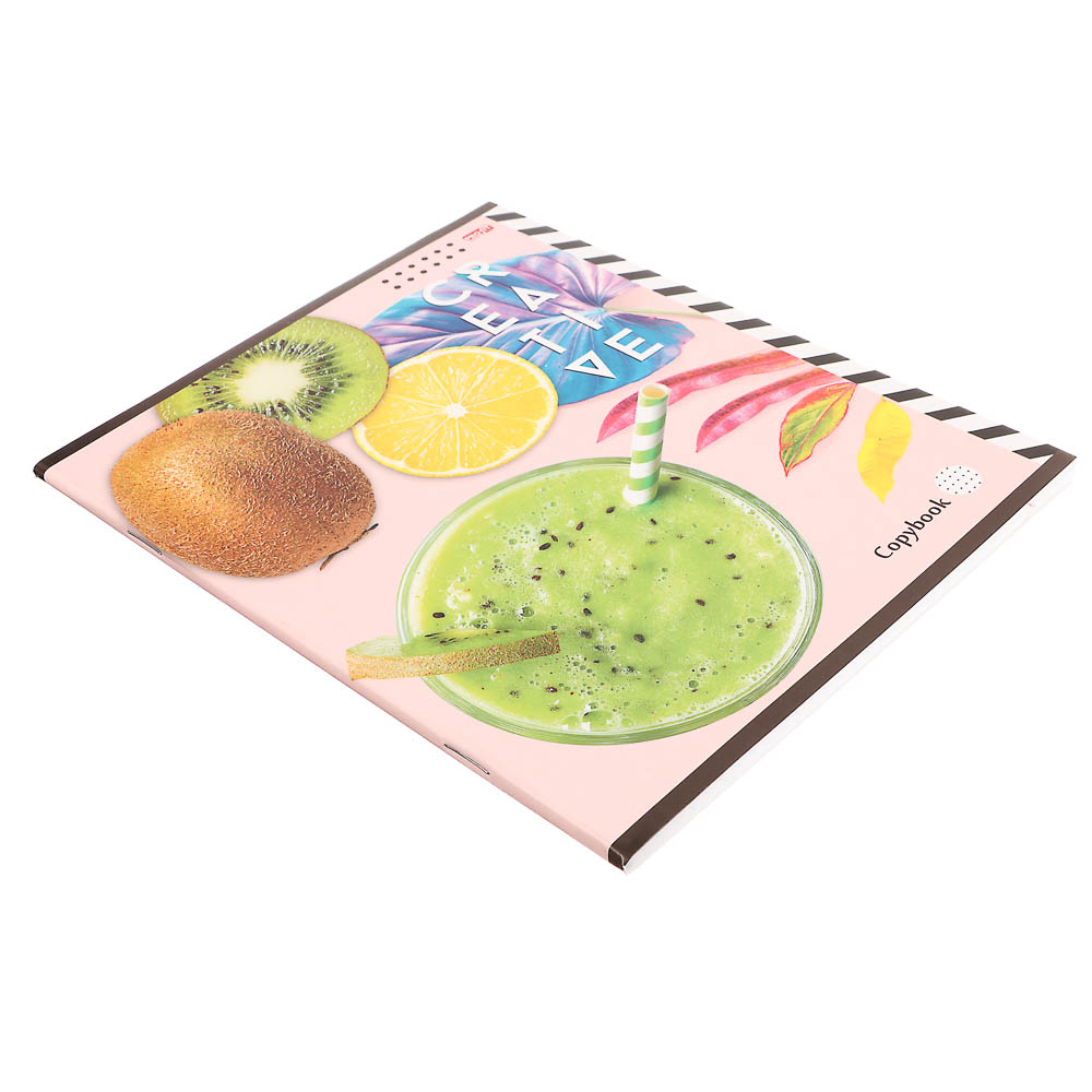 Тетрадь 48л. в клетку, офсет, обл. мел.картон, скрепка, ВД-лак, микс - #17