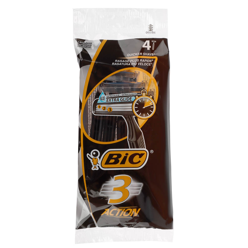 Станки для бритья мужские с тройным лезвием BIC Экшен, 4 шт - #1