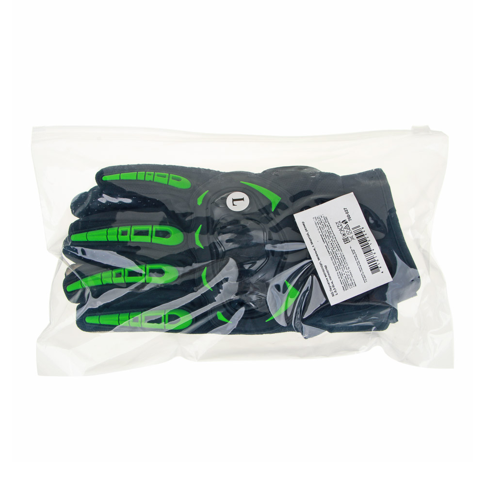 NG Перчатки мотоспорт, зеленые, с защитой, размер L:8,5-9см, полиэстер - #6