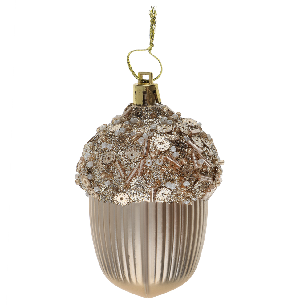 СНОУ БУМ Подвеска декоративная "Желудь" 6х6х9 см 1 шт, пластик, глиттер, 2 цвета - #5