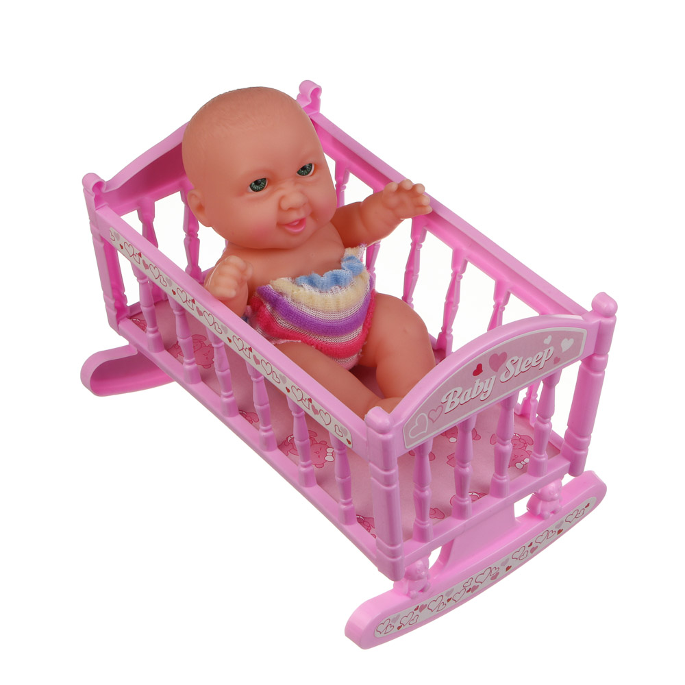 Пупс в кроватке 16 см, PVC, ABS, PP, тм ИГРОЛЕНД - #5