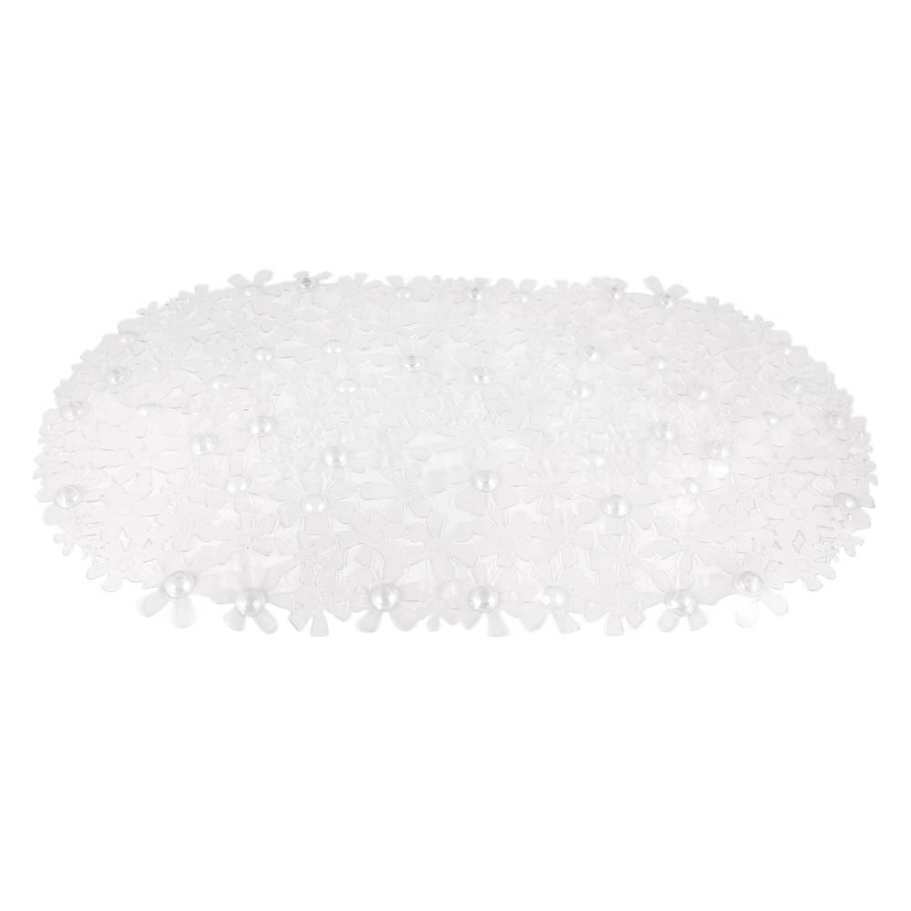 Коврик противоскользящий в ванную Цветы, ПВХ, 66смх35см, прозрачный - #3