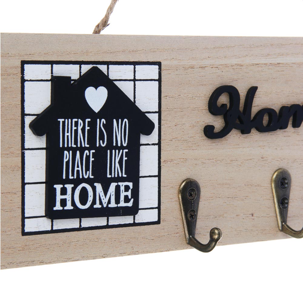 Ключница открытого типа HOME на 3 крючка, 23,5х9,5х3 см, МДФ, металл - #3