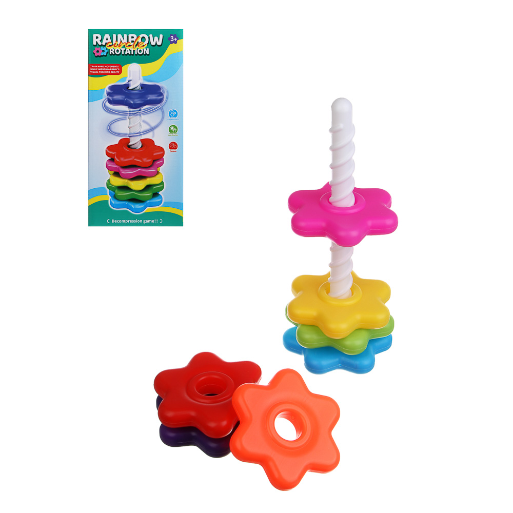 Развивающая игрушка пирамидка "Шестерёнки" 8 деталей, PE, 12х12х28см - #1