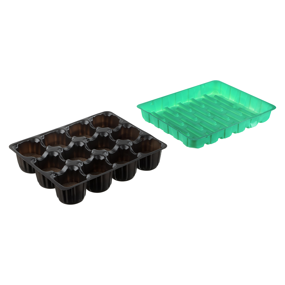 Набор для выращивания рассады (торфяные таблетки 12шт d4,1см + кассета + пластик лоток 17х20,5см) - #2