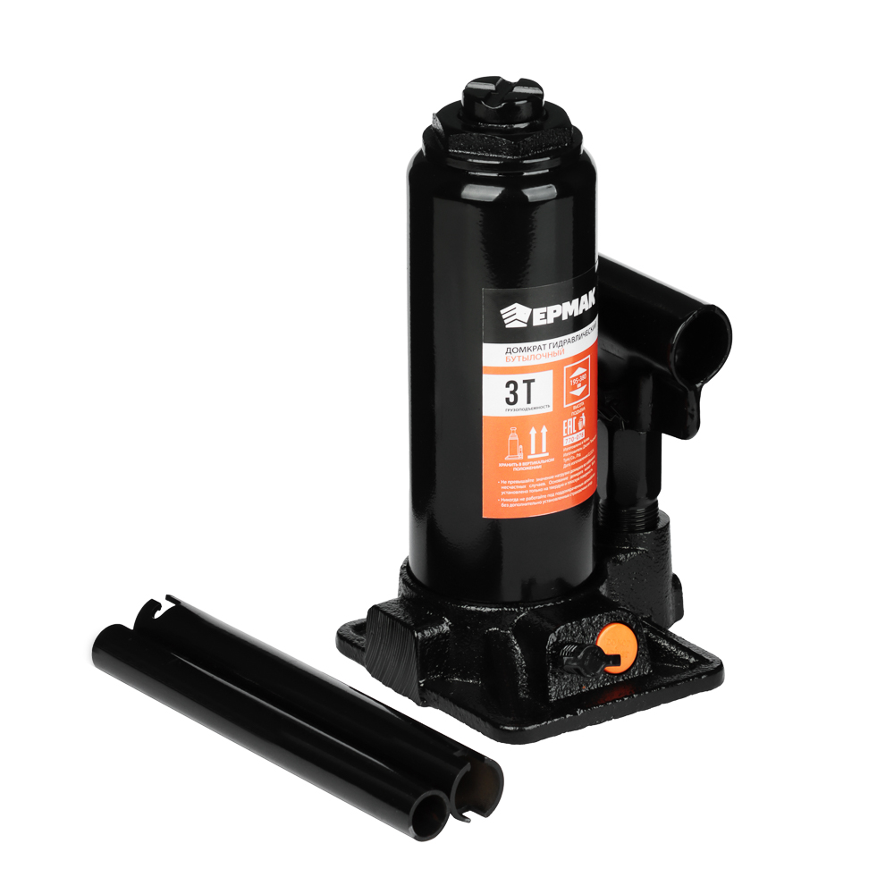 ЕРМАК Домкрат гидравлический бутылочный 3 т, в кейсе, высота подъема 195-380мм - #1