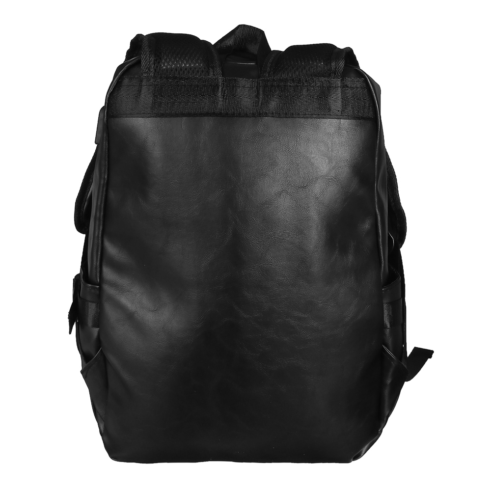 Рюкзак универсальный 42x30x12см, 1 отд., 5карм., бок.утяжки, USB-выход, отв.д/науш., иск.кожа, черн. - #4