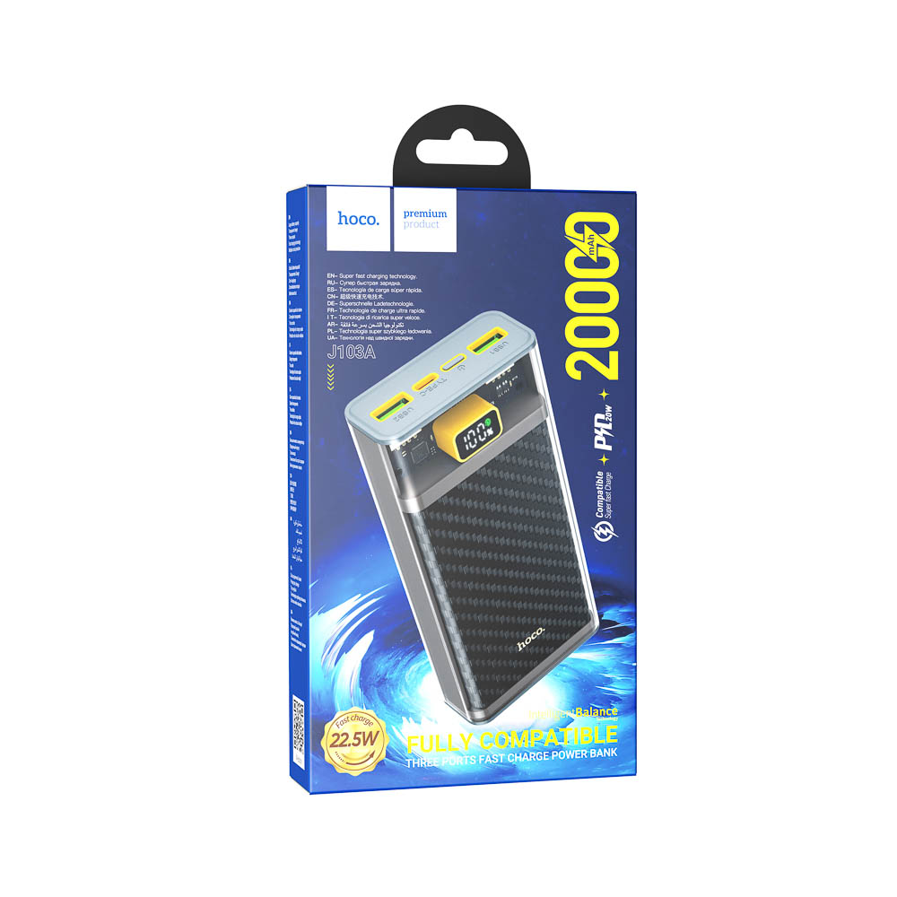 Аккумулятор мобильный hoco. модель J103A 20000мАч, 22.5Вт, серый - #2