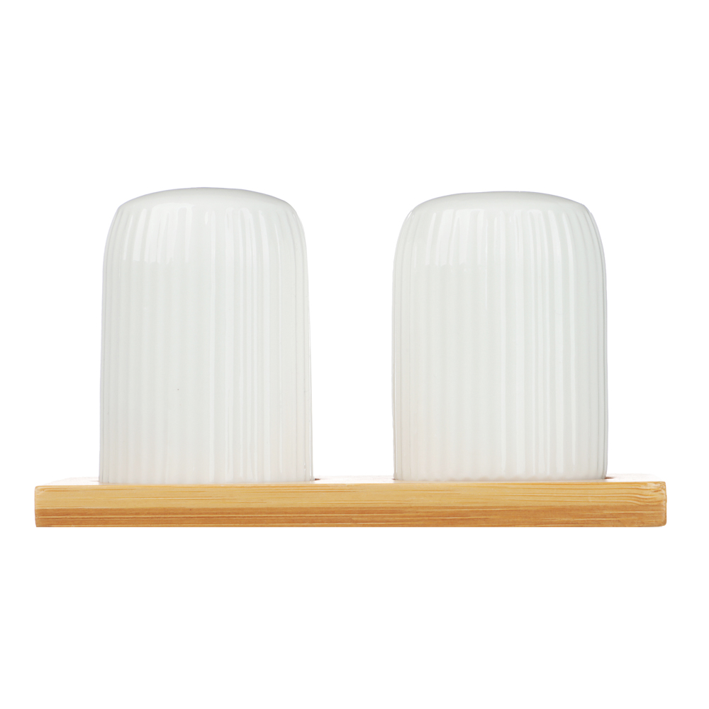 Набор для соли и перца тм MILLIMI, 60 мл × 2, фарфор, бамбук - #2