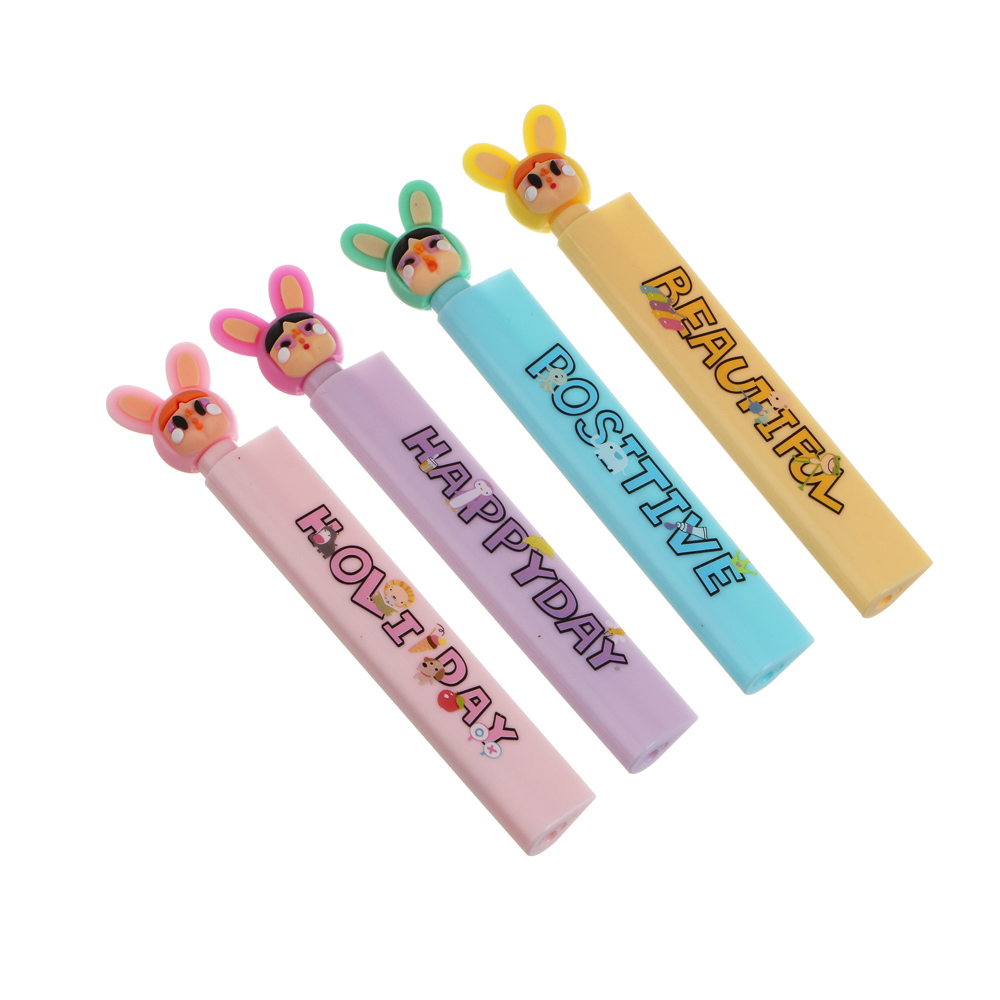 Ручка гелевая синяя 0,5мм, с линейкой, 2 в 1, "Беби ушки", 4 вида - #1