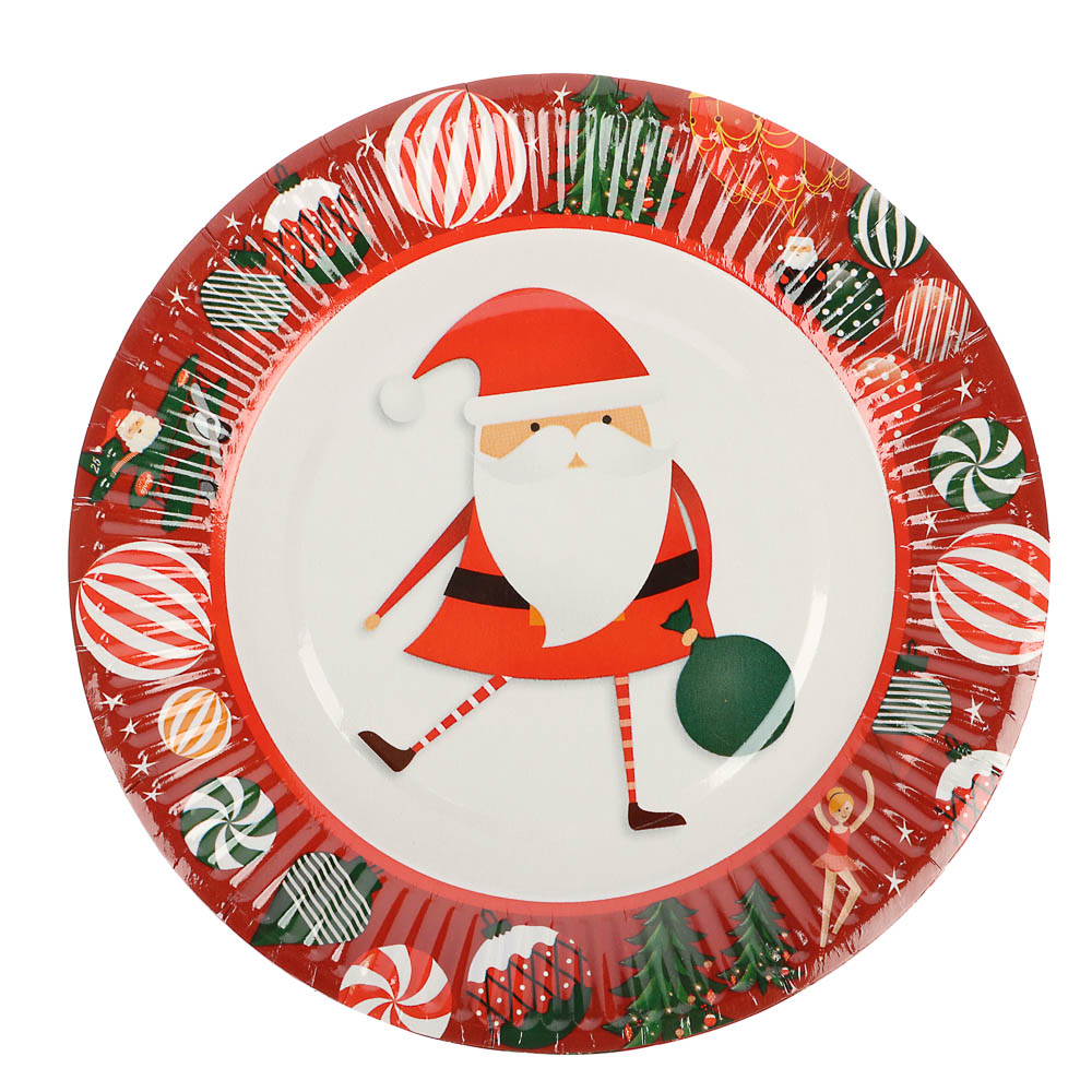 Набор бумажных тарелок Рождественская сказка, 6 шт d=180 мм - #1
