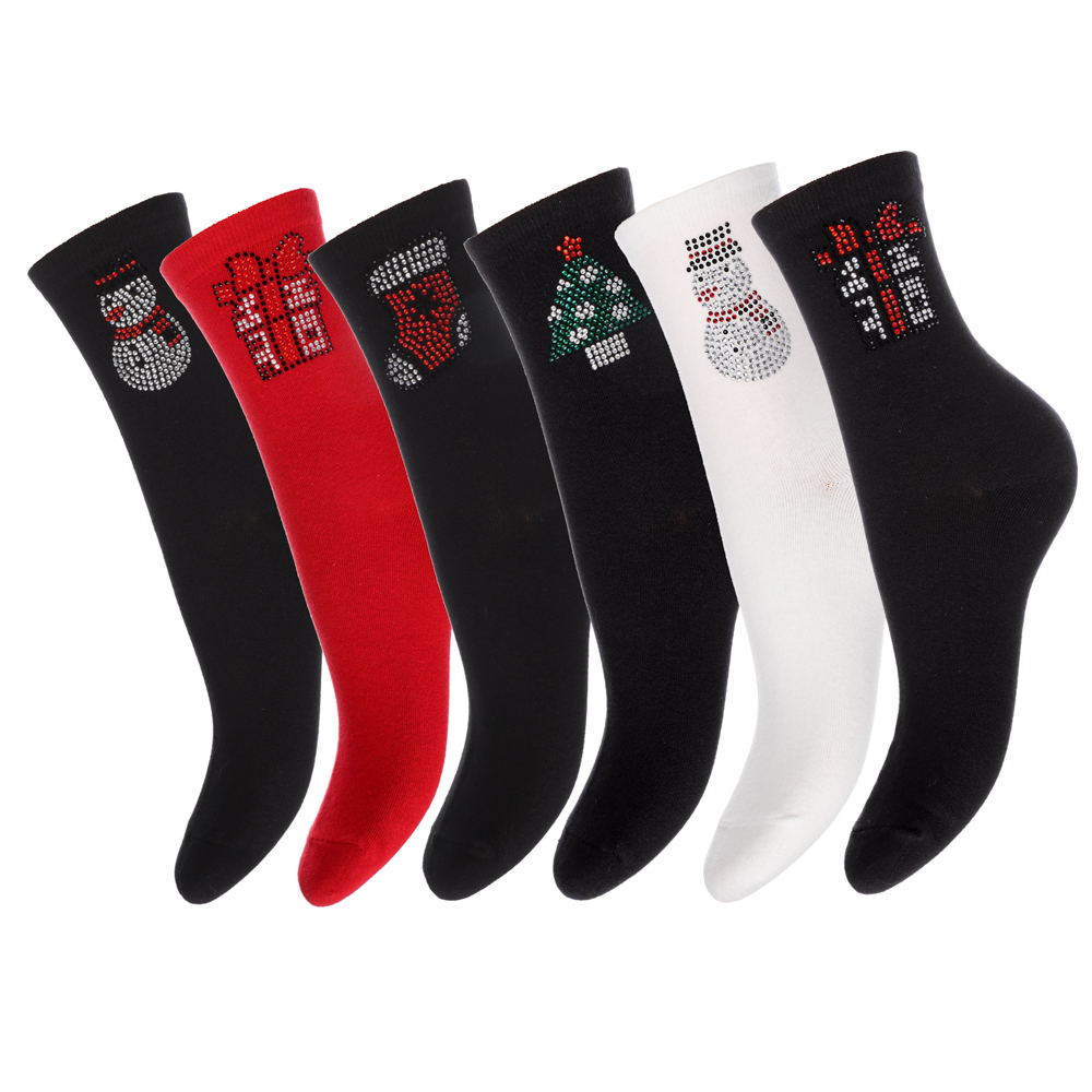 GALANTE Носки новогодние, р.23-25, 85% хлопок, 15% спандекс, разноцветные - #1