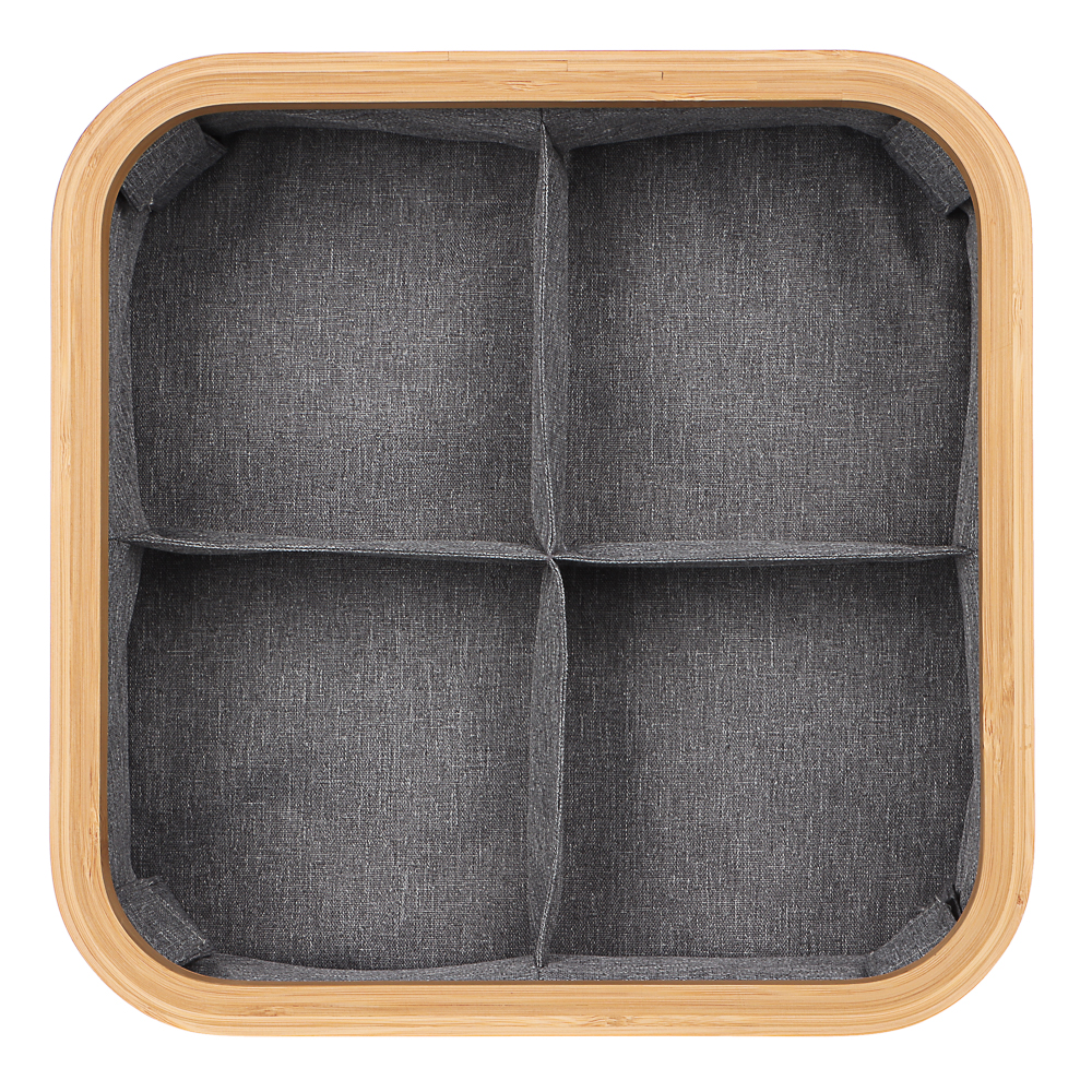 VETTA Корзина для хранения складная Bamboo Eco, 4 отдела, 30x30x9 см, бамбук, полиэстер - #4
