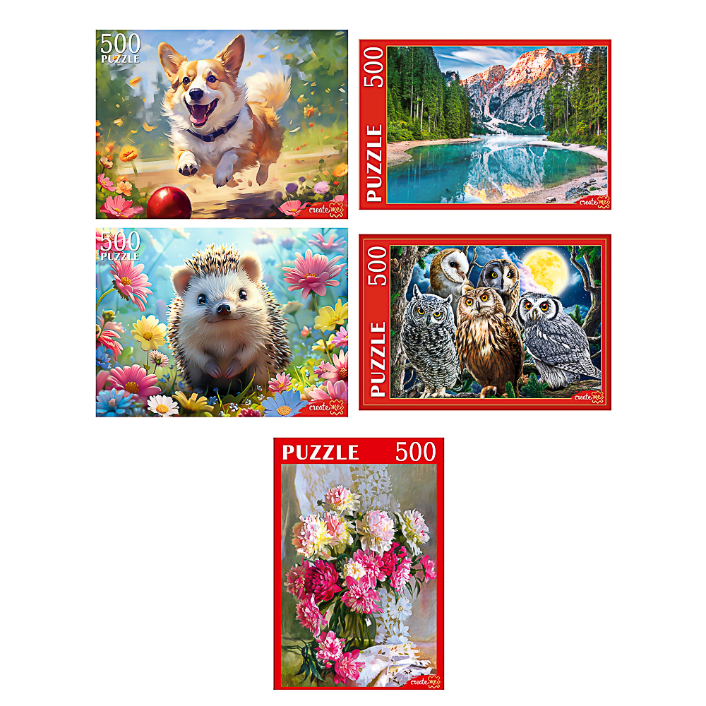 ПАЗЛЫ 500 элементов в ассортименте, 46,3х33,5х24,2см, 5 дизайнов - #1