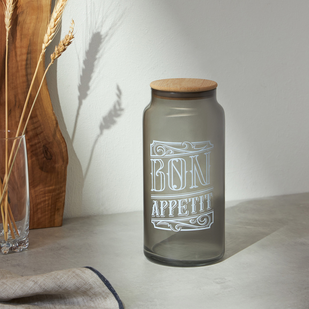 HEREVIN Бон Аппетит Банка для сыпучих продуктов с деревянной крышкой, стекло, 1400мл, 232002-266 - #4