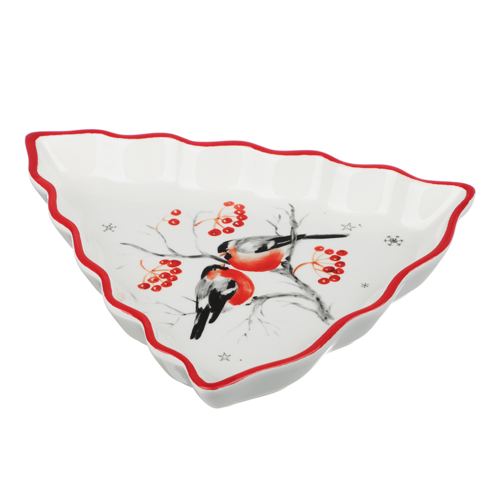 MILLIMI Снегири Блюдо в форме елки 21х16х3см, керамика - #2