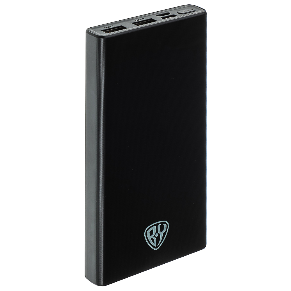 BY Аккумулятор мобильный, 10000 мАч, 2xUSB, 2А, пластик, черный - #1