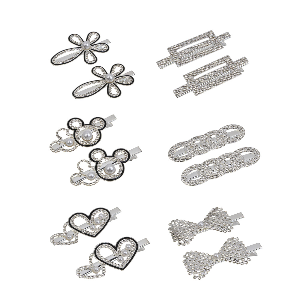 Зажим для волос со стразами 2шт, тм ЮНИLOOK, 6-7 см, металл, 6 дизайнов, #13 - #1