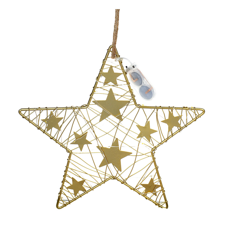 СНОУ БУМ Сувенир гирлянда-подвеска нить в форме звезды, 2хCR2032, 23,5 см - #3