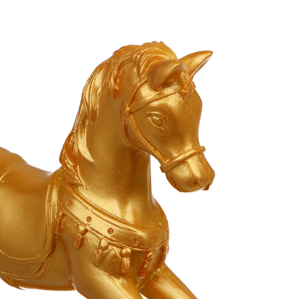 СНОУ БУМ Декоративная фигура "Конь-качалка", полистоун, золото, 15,5x3x14 см - #4