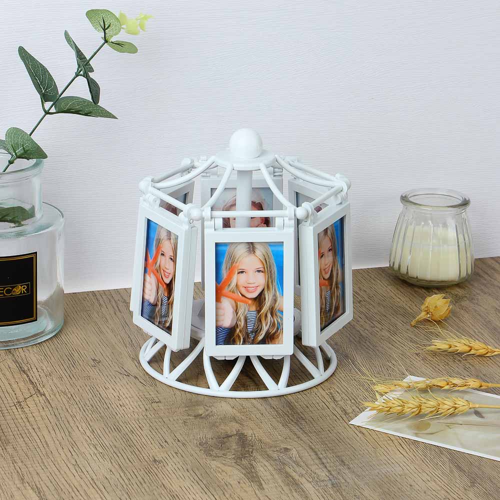 Фоторамка крутящаяся музыкальная, пластик, 6 панелей, 13x13x14см - #2