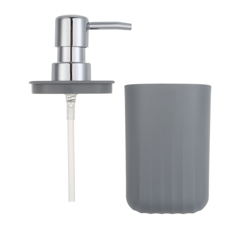 Диспенсер для жидкого мыла тм VETTA Сидней, 250мл, пластик, PP, серый, 7x16см - #4
