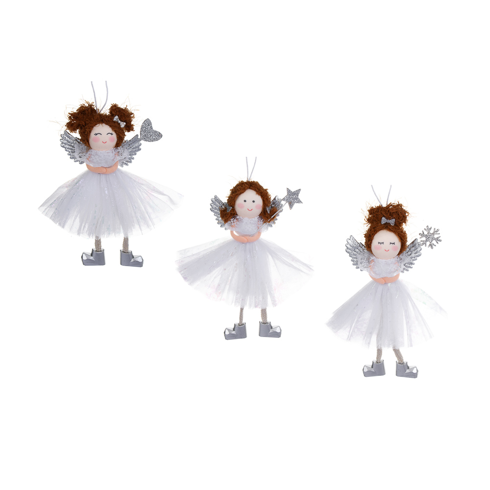 СНОУ БУМ Сувенир елочный Ангелочек 17см, полиэстер, белый, 3 вида - #1